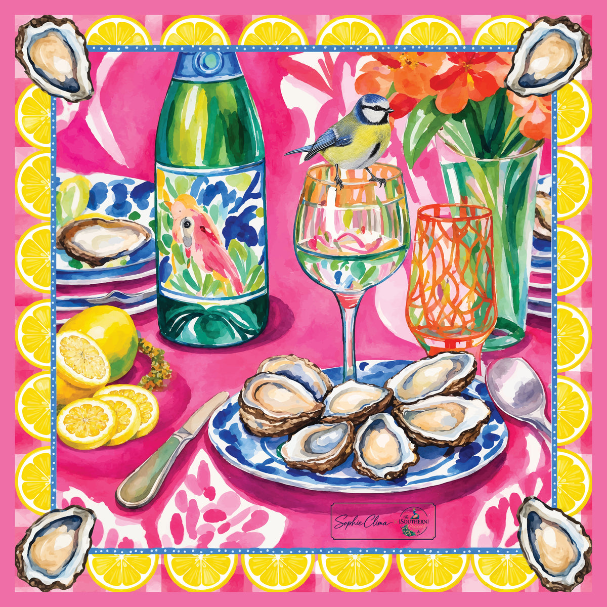 Oysters & Champagne | Sophie Clima Designer Mahjong Mat