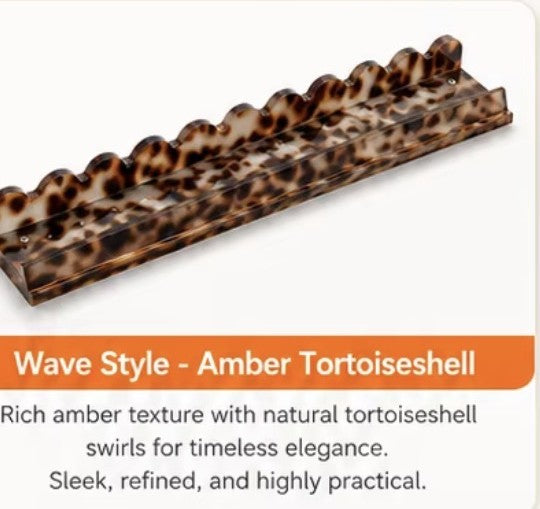 Amber Tortoiseshell 20 inch acrylic mahjong rack with scalloped edge pusher