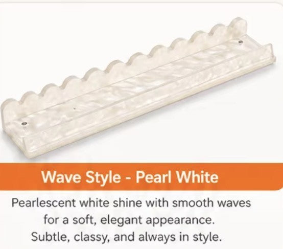 Pearl White 20 inch acrylic mahjong rack with scalloped edge pusher