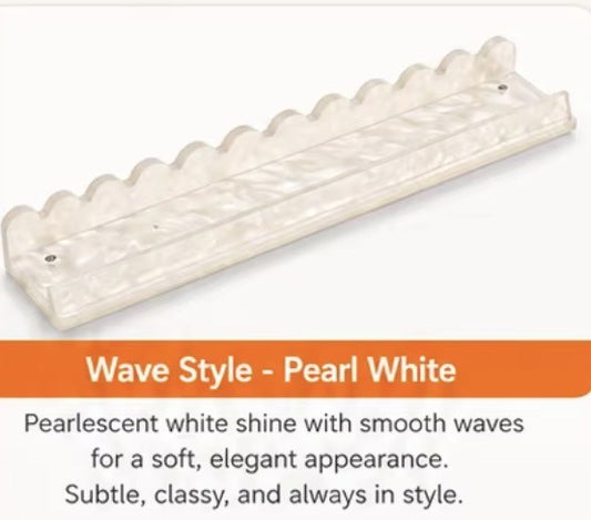 Pearl White 20 inch acrylic mahjong rack with scalloped edge pusher