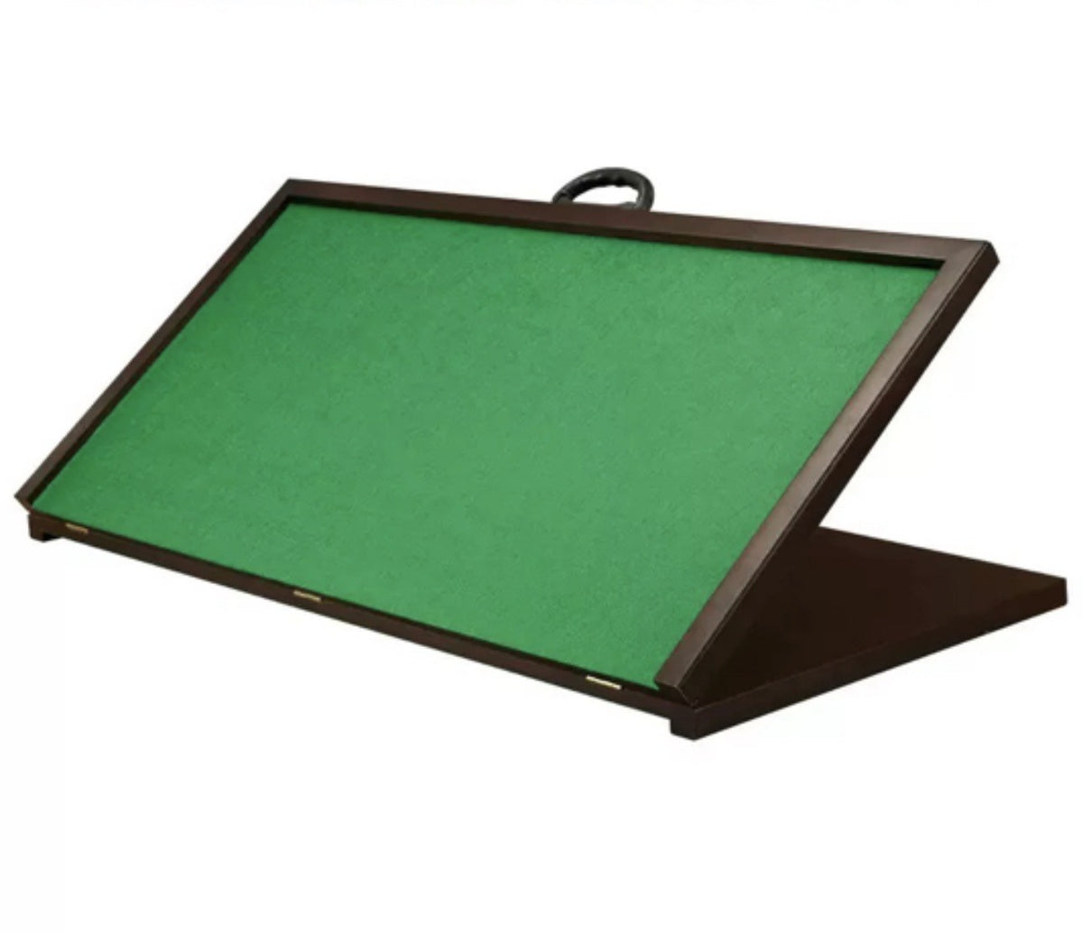 Folding portable mahjong table top with green paying surface for easy storage