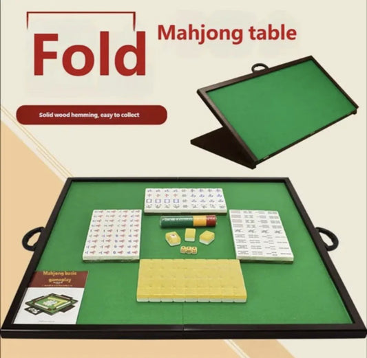 Portable 34.6 inch folding mahjong table top with green playing surface