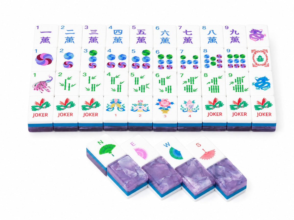 Lavender Peacock Mahjong Tile Set