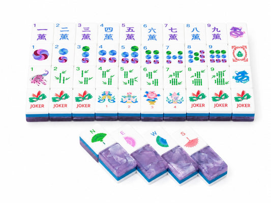 Lavender Peacock Mahjong Tile Set