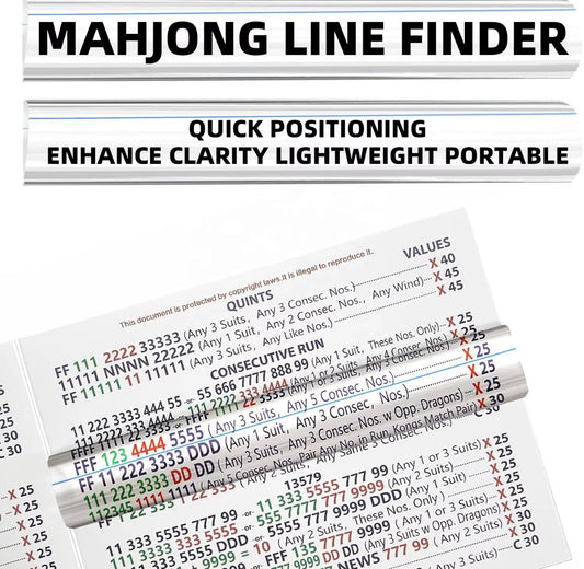 Acrylic magnifying Mahjong line finder over an American Mahjong card